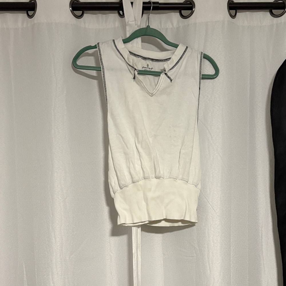 FP Movement by Free People White Sleeveless Tank with Contrast Trim
